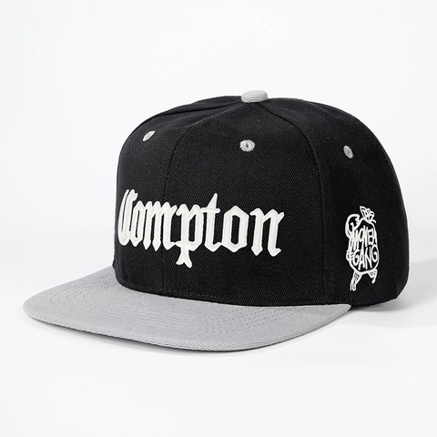 Compton Embroidery Hip Hop Baseball Cap Flat Brim Adjustable Streetwear Snapback Hat