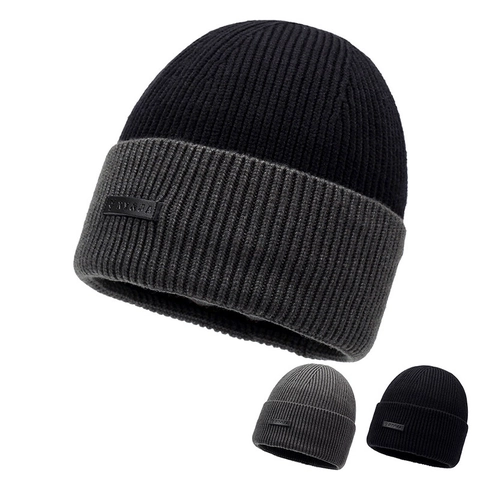 Berretto In Maglia Da Uomo Inverno Foderato In Pile A Coste Beanie Outdoor Ciclismo Antivento Acrilico Unisex