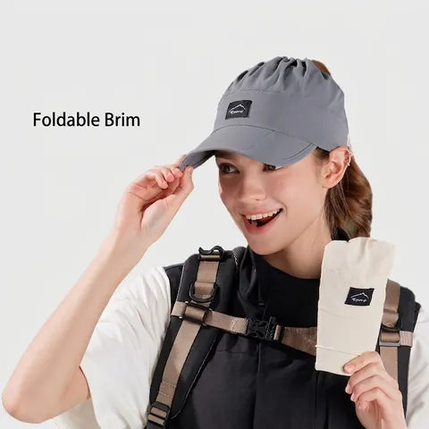Women Empty Top Baseball Cap Nylon Foldable Brim Sun Hat Breathable Quick-dry Adjustable Ponytail Friendly Outdoor Sporty