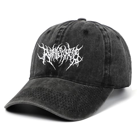 Washed Cotton Baseball Cap Distressed Vintage Gothic Embroidery Adjustable Sun Hat Streetwear Hip Hop For Men And Women