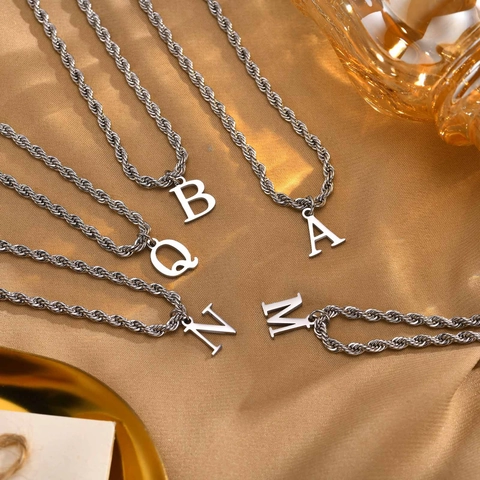 Collana Con Pendente Lettera Iniziale In Acciaio Inossidabile Moda Donna Catena A Corda Gioielli Alfabeto