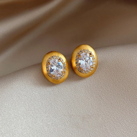Vintage Geometric Earrings For Women Niche Design Metal Brushed With 925 Sterling Silver Earring Post Minimalist