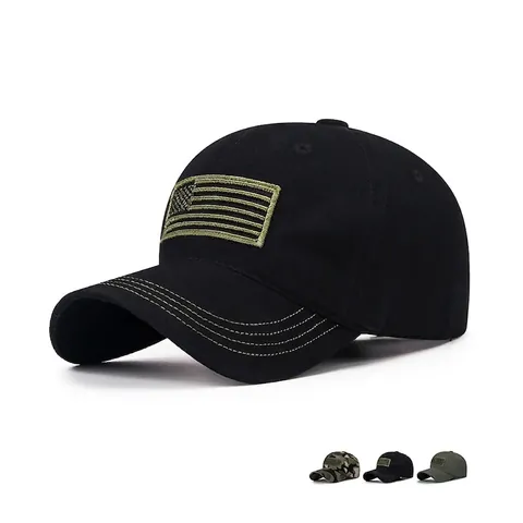 Gorra Béisbol Táctica Algodón Bordado Bandera Hebilla Ajustable Protección Solar Exterior Casual Unisex