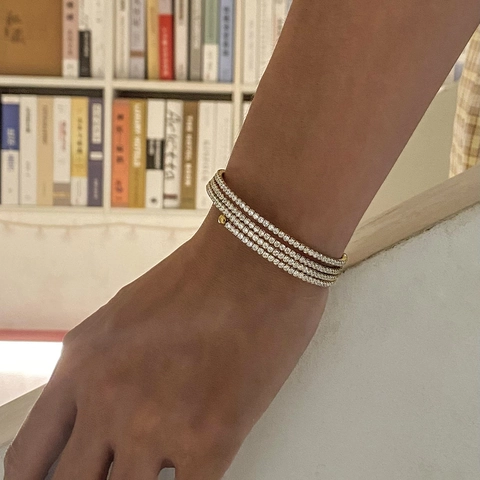 Bracelet Multi Rangs En Acier Inoxydable Avec Zircone Spirale Jonc Bijoux Élégants Pour Femmes