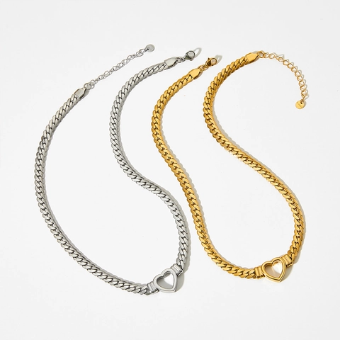 Herzanhänger Gliederkette Halskette Edelstahl Hohlherz Splicing Trendige Choker Schlüsselbein Kette Für Frauen