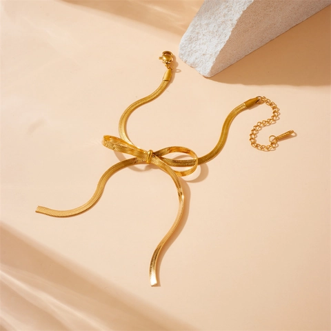 Bracelet Chaîne Serpent Noeud Minimaliste En Acier Inoxydable Plaqué Or Bijoux Ajustables Pour Femmes