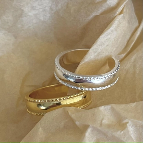 925 Sterling Silber Ring Minimalistische Perlenrand Glatte Oberfläche Verstellbar Offen Fingerschmuck Für Damen