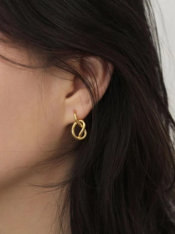 Orecchini Cerchio Nodo Argento Sterling 925 Design Geometrico Mobius Minimalista Gioielli Moda Donna