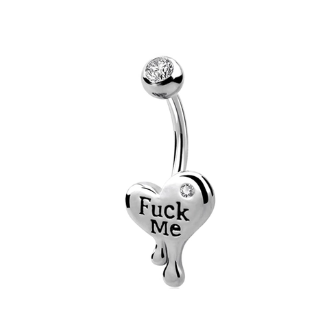 Heart Zircon Belly Piercing Ring 316L Stainless Steel Drip Heart Punk Letter Motif Jewelry For Women