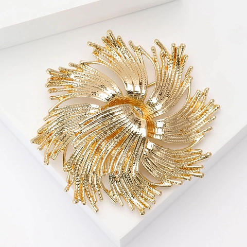 Broche Creativo de Aleación con Forma de Fuegos Artificiales para Mujer Broche de Flor Radial Cepillado de Gama Alta Joyería de Banquete