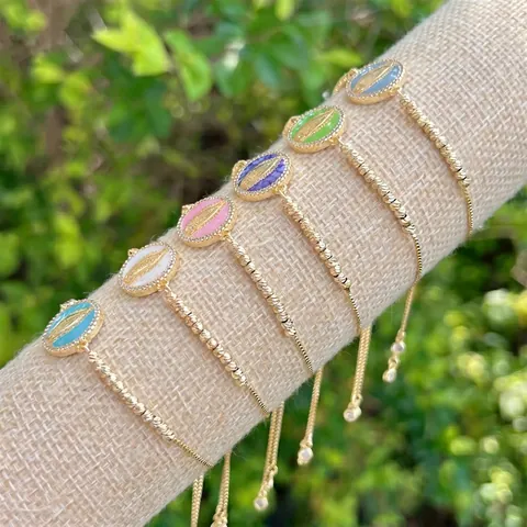Maagd Maria Guadalupe Hanger Armband 18K Verguld Koper Met Zirkoon Schelp Verstelbare Religieuze Sieraden Voor Vrouwen