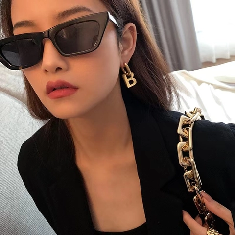 Orecchini a Cerchio Con Pendente Lettera B Hip Hop Alla Moda Per Donna Rame Placcato Oro Argento Gioielli Di Classe Stile Ins