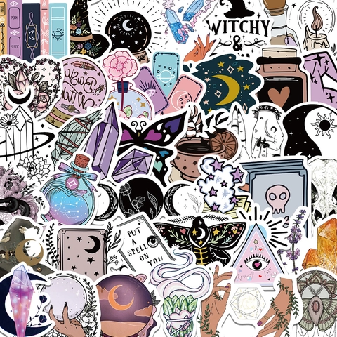 Witchy Ästhetik Aufkleber Böhmische Hexerei Tarot Kristall Mystisch Goth PVC Wasserdichte Abziehbilder Für Laptop Skateboard