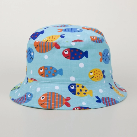 Kids Cotton Bucket Hat Cartoon Animal Print Sun Protection Outdoor Travel Sun Hat For Boys Girls With Windproof String