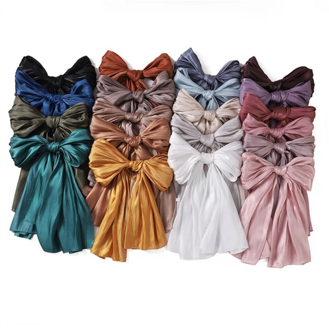 Einfarbiger Satin Hidschab Langer Schal Glänzend Weicher Polyester Modischer Wickelschal Für Damen