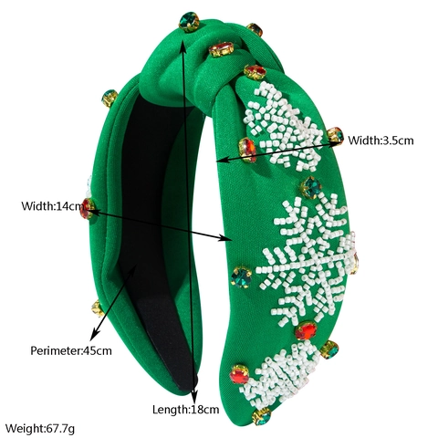Bandeau Noué De Noël Tissu Large Serre-Tête Avec Strass Perles Flocon De Neige Pour Femmes Fête Vacances