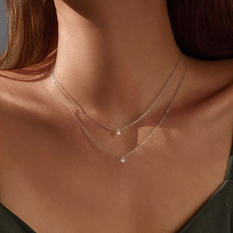 Rund Brillantgeschliffener Moissanit Anhänger Halskette Aus 925 Sterling Silber D Farbe VVS1 Minimalistischer Eleganter Schmuck