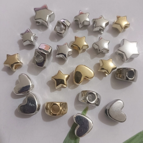 Perline Sfuse Cuore Stella CCB Galvanizzate Con Foro Grande Perline Distanziatrici Per Creazione Di Gioielli Fai Da Te