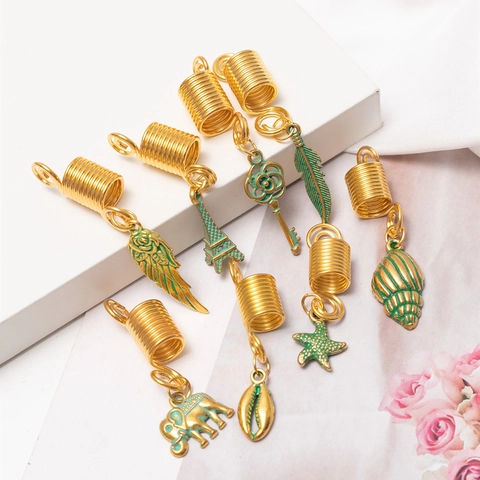 Anillos Para Rastas Joyas Trenzas Colgantes Espirales Retro Bohemio Concha Estrella De Mar Elefante Accesorios