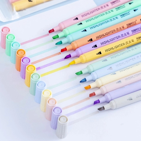 Evidenziatori Penne A Doppia Punta Colori Macaron Morandi Pastello Punta Scalpello Larga E Fine Marcatori In Plastica Per Scuola