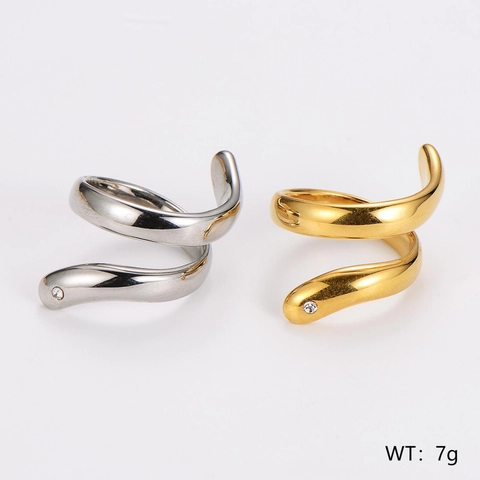 Minimalistischer 304 Edelstahl Wickelring Für Damen Mit Zirkon Spiral Offen Verstellbar Polierter Geometrischer Schmuck
