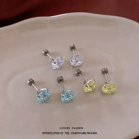 Runde Cubic Zirconia Ohrstecker Mit Edelstahlstift Titanstahl Schraubverschluss Minimalistischer Schmuck