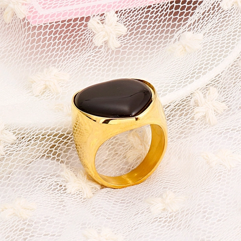 Anello Cuore in Acciaio Inossidabile Moderno per Donna Placcato Oro Anello a Fascia Larga Con Pietre Sintetiche Colorate Gioielli Regalo