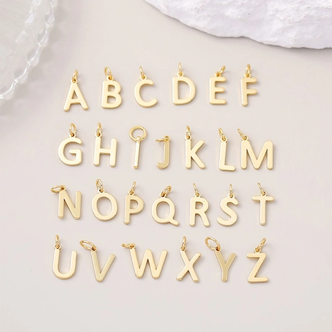 Minimalist 14K Gold Plated Copper Alphabet Letter Pendant For DIY Jewelry Making Necklace Bracelet Accessory Women Gift