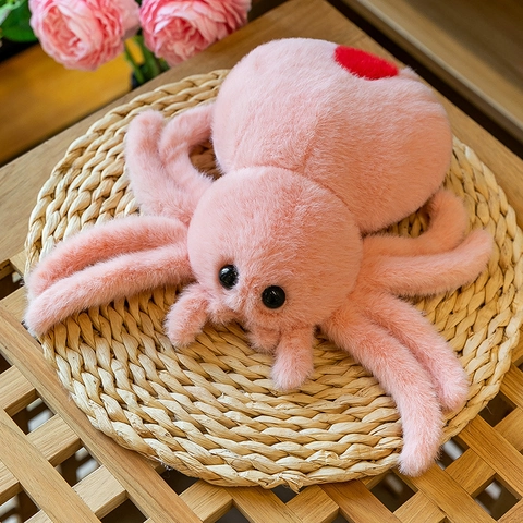 Halloween Spider Plush Toy Cute Red Heart Pattern Soft Long Plush Stuffed Animal Doll For Holiday Home Decoration Gift