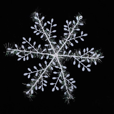 Fiocchi Di Neve Di Natale Ornamenti Appesi Plastica Iridescente Per Decorazione Festa Finestra Parete Bianco Laser Glitter