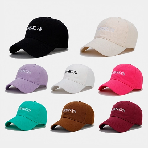 Casquette De Baseball En Coton Broderie Brooklyn Rétro Souple Réglable Style De Rue