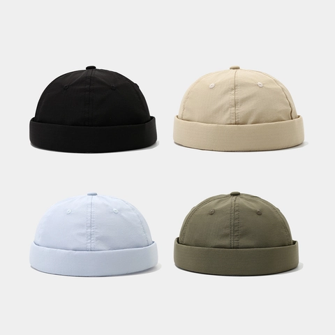 Docker Hat Brimless Cap Retro Ripstop Polyester Adjustable Buckle Lightweight Breathable Streetwear Miki Hat Men Women