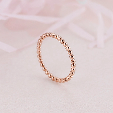 Anillo De Cuentas Minimalista Para Mujer De Acero Inoxidable Chapado En Oro Apilable Geométrico Joyería De Moda