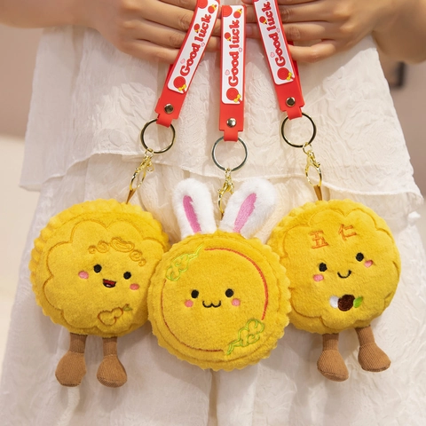 Simpatico Portachiavi In Peluche Torta Lunare Ciondolo Coniglio Di Giada Giocattolo Morbido Accessorio Per Borsa Regalo Festival Autunno