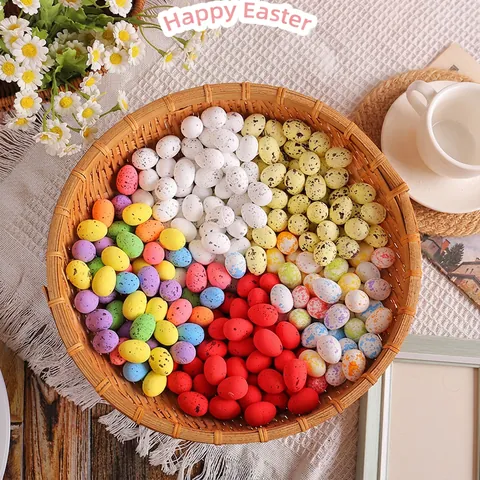 Mini Œufs De Pâques En Mousse Colorés Tachetés Simulation Œufs D'oiseaux Pour Décoration De Table De Fête Artisanat