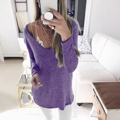 Women Casual V Neck Long Sleeve Sweater Loose Knit Pullover Top Solid Color Soft Fall Winter Fashion Knitwear For Daily Wear