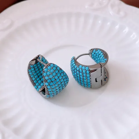 Kupfer Huggie Hoop Ohrringe Mit Zirkonia Pflaster Set Wassertropfen Form Vintage Luxus Mode Für Frauen Mit Stahl Ohrstecker