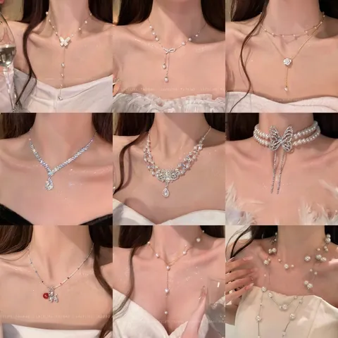 Elegant Imitation Artificial Pearl Butterfly Pendant Necklace With Zircon Accents French Luxury Style Copper Chain And Earrings For Women