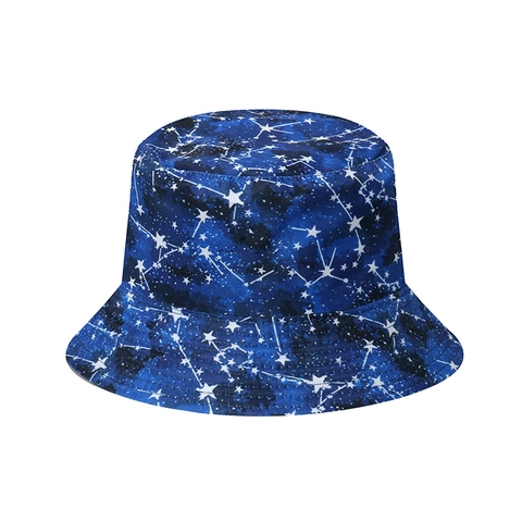 Polyester Sun Protection Bucket Hat Starry Sky Constellation Tropical Leaf Printed Summer Beach Fisherman Hat For Men Women