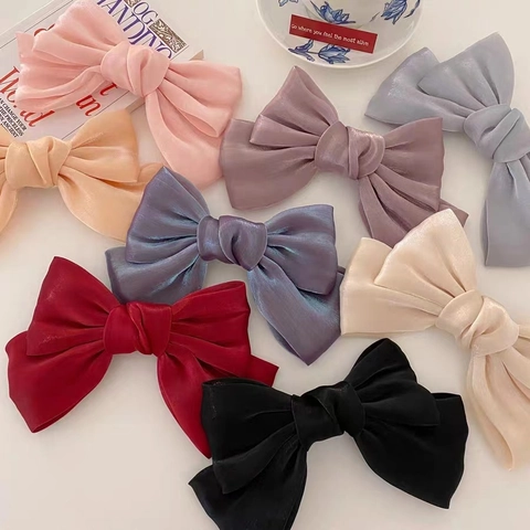 Molletta Per Capelli Con Fiocco Grande Raso Garza Perla Artificialto Francese Retro Elegante Clip A Molla Per Donna