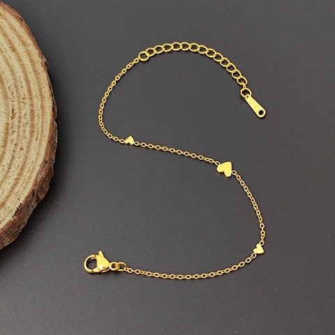 Bracciale Con Ciondoli A Cuore Acciaio Inossidabile Placcato Oro Delicato Minimalista Catena Regolabile Gioielli Da Donna