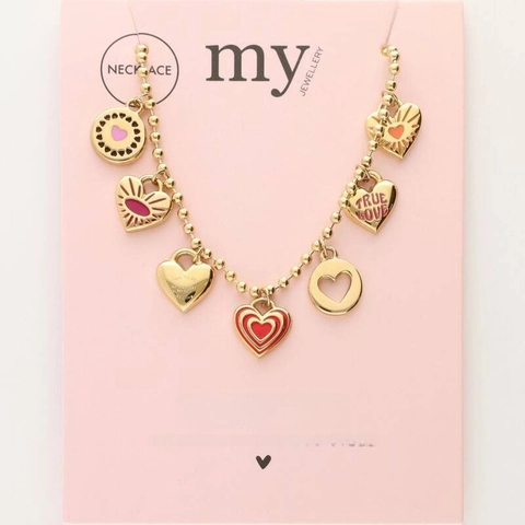 Stainless Steel Heart Pendant Necklace 18K Gold Plated Colorful Enamel True Love Evil Eye Fashion Jewelry For Women Men