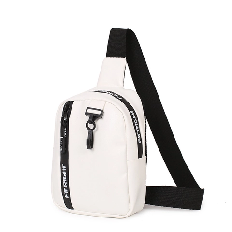 Women Chest Bag PU Leather Crossbody Bag Wide Shoulder Strap Contrast Color Sporty Street Style Small Messenger