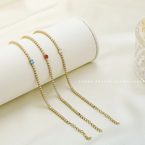 Bracciale Tennis in Acciaio Inossidabile con Strass Rotondi Lusso Leggero per Donna Gioielli di Moda Regalo Elegante