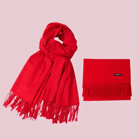 Winter Schal Damen Kaschmir Imitat Langer Schal Einfarbig Quasten Warm Weich Dick Pashmina Wickel Täglich Outdoor