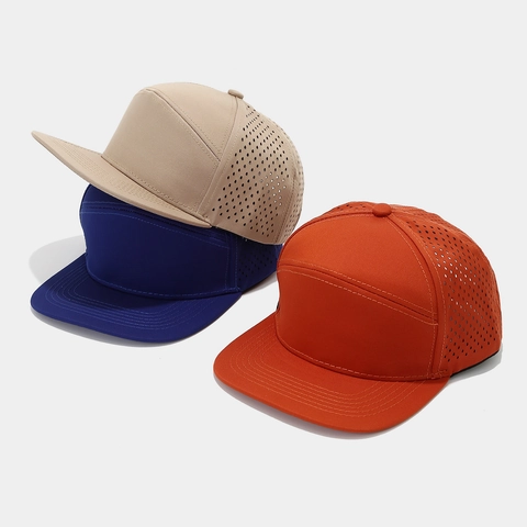 Flat Brim Baseball Cap Quick Dry Polyester Laser Perforated Breathable Outdoor Sport Casual Adjustable Sun Hat