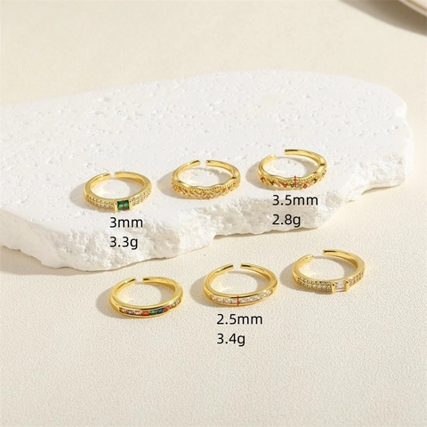 Adjustable Open Rings For Women Copper Cubic Zirconia Colorful Geometric Wave Emerald Green Fashion Jewelry