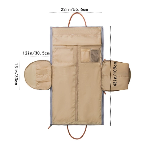 Convertible Garment Bag Travel Duffel Bag Suit Storage Business Large Capacity Waterproof PU Leather Canvas Shoe Pocket