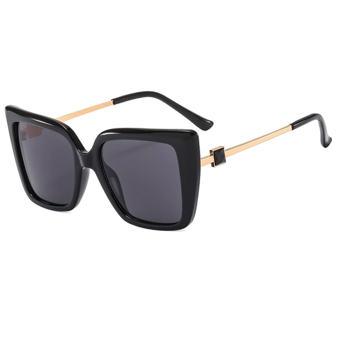 Women Oversized Square Sunglasses PC Metal Frame Gradient Lenses Crystal Rhinestone Hinge Retro UV Protection Eyewear