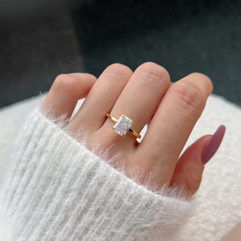 Bague En Argent Sterling 925 Pour Femmes Avec Zircon Coupe Fleur De Glace Rectangulaire Style INS Mode Haute